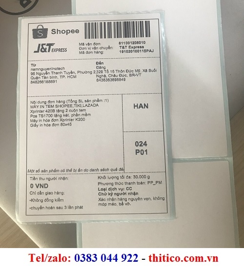 ĐÀ NẴNG XƯỞNG SẢN XUẤT GIẤY IN TEM ĐƠN SHOPEE, GHN, GHTK, LAZADA..